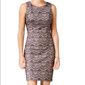 Jessica Simpson Black and Cream Lace Midi Dress
